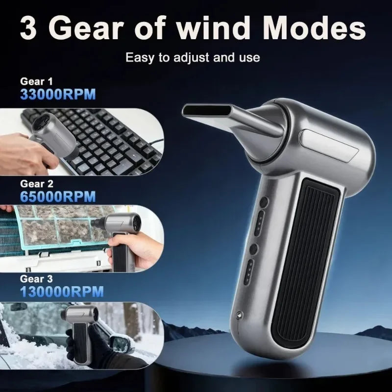 Car Vacuum Cleaner TF100 Turbo Fan Electric Air Duster Air Blower 4-Gear Brushless Motor for Car/PC/Home/Pet/Outdoor Cleaning