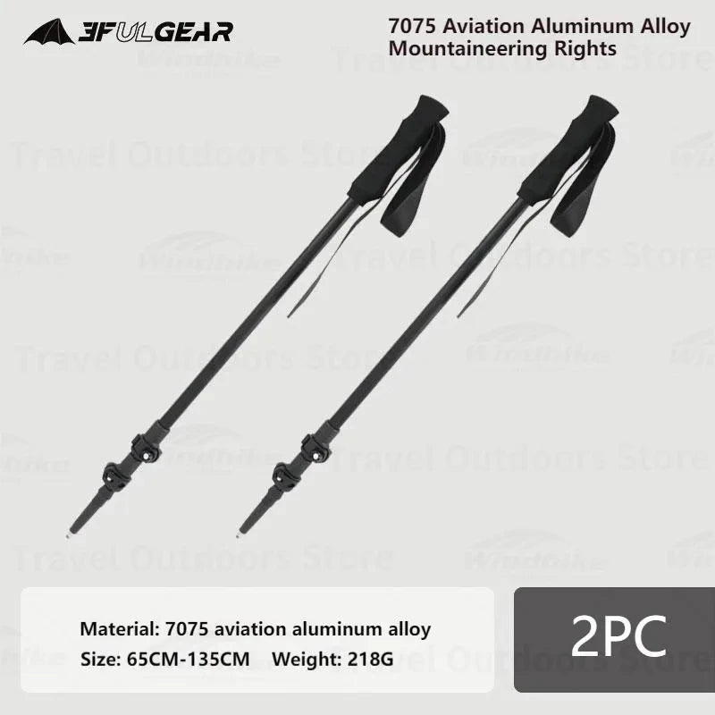 3F UL GEAR Ultralight Hiking 135cm Carbon Fiber/Aluminum Stick Walking Stick Length Adjustable Hiking Accessories - C1T1