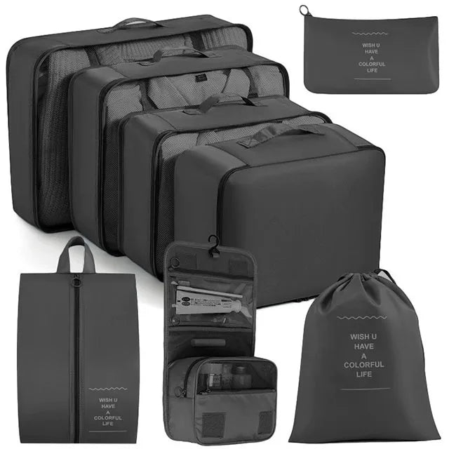 11Pcs Travel Packing Cubes Set Waterproof Luggage Organizer Drawstring Storage Bags for Clothes Shoes Underwear Cosmetic
