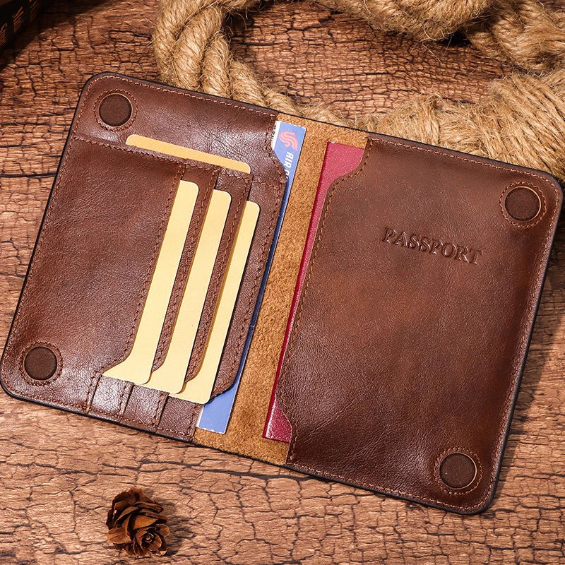 Genuine Leather Passport Holder Cover Wallet - RFID Blocking Travel Essentials for Men & Women, Credit Card Holder, Internationa