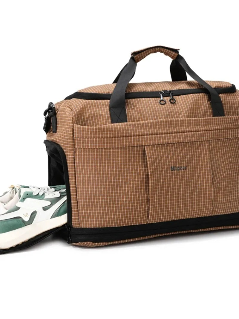 Large Capacity Double Expandable Rolling Travel Bag Oxford Foldable Wheeled Duffle Multi-purpose Commute Luggage Storage Handbag