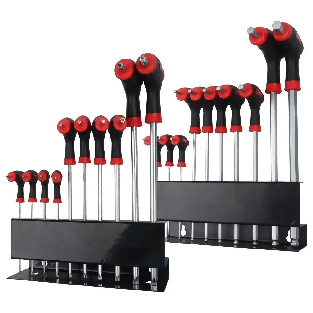 10PCS T-Handle Hex Key Allen Wrench Tool Set Star T-Handle torx Key Set with Convenient Storage Stand Spanner Screwdriver Tool