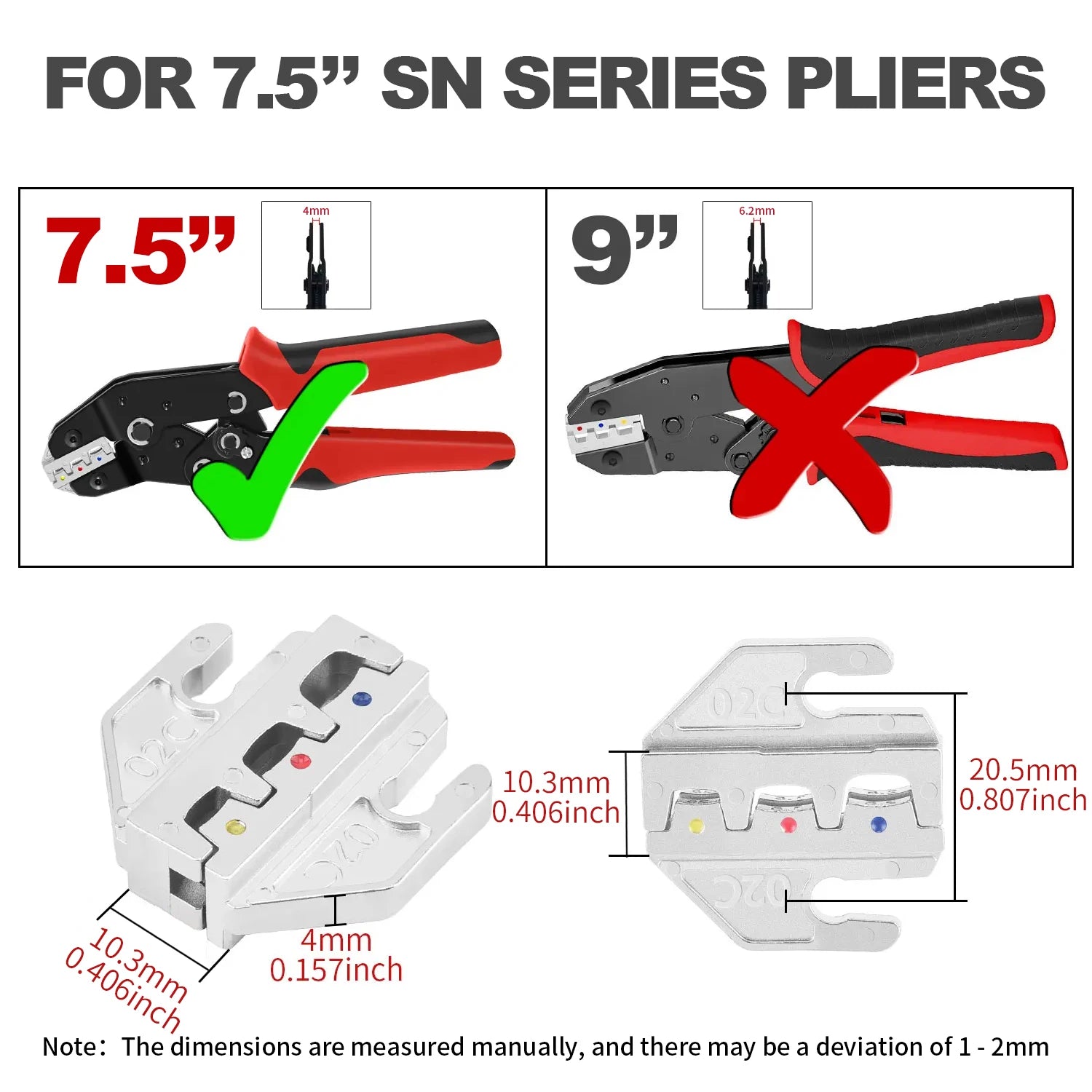 SN Series Crimper Tools Plier 4mm Slot Jaws Set For Crimping Non Pre Insulated/Solar/Ferrule/Coaxial Cable/Open Barrel Terminals