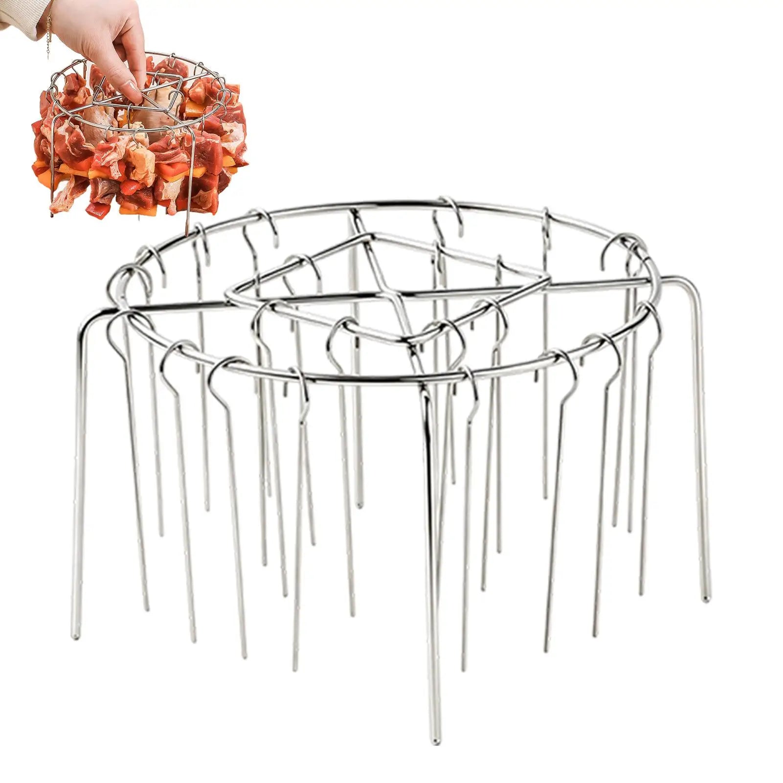 NEW Air Fryer Grill Skewer Rack Round 360 Even Cooking Heat Resistant Stainless Steel Air Fryer Grilling Rack For Baking Kabobs