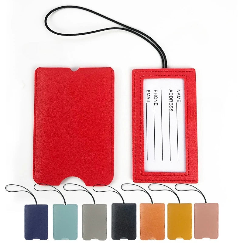 Fashion Women Solid Color Suitcase Luggage Tags ID Address Holder Baggage Label Leather Portable Label Travel Accessories