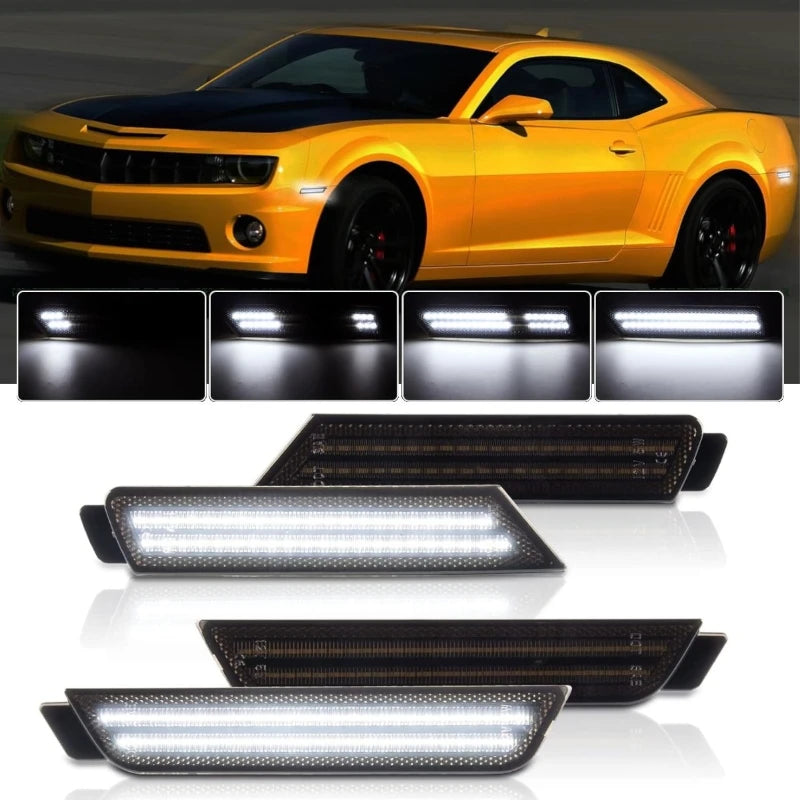 4Pcs/set Dynamic LED Side Marker Lights Front Rear Bumper Light for Chevy Camaro 2010-2015