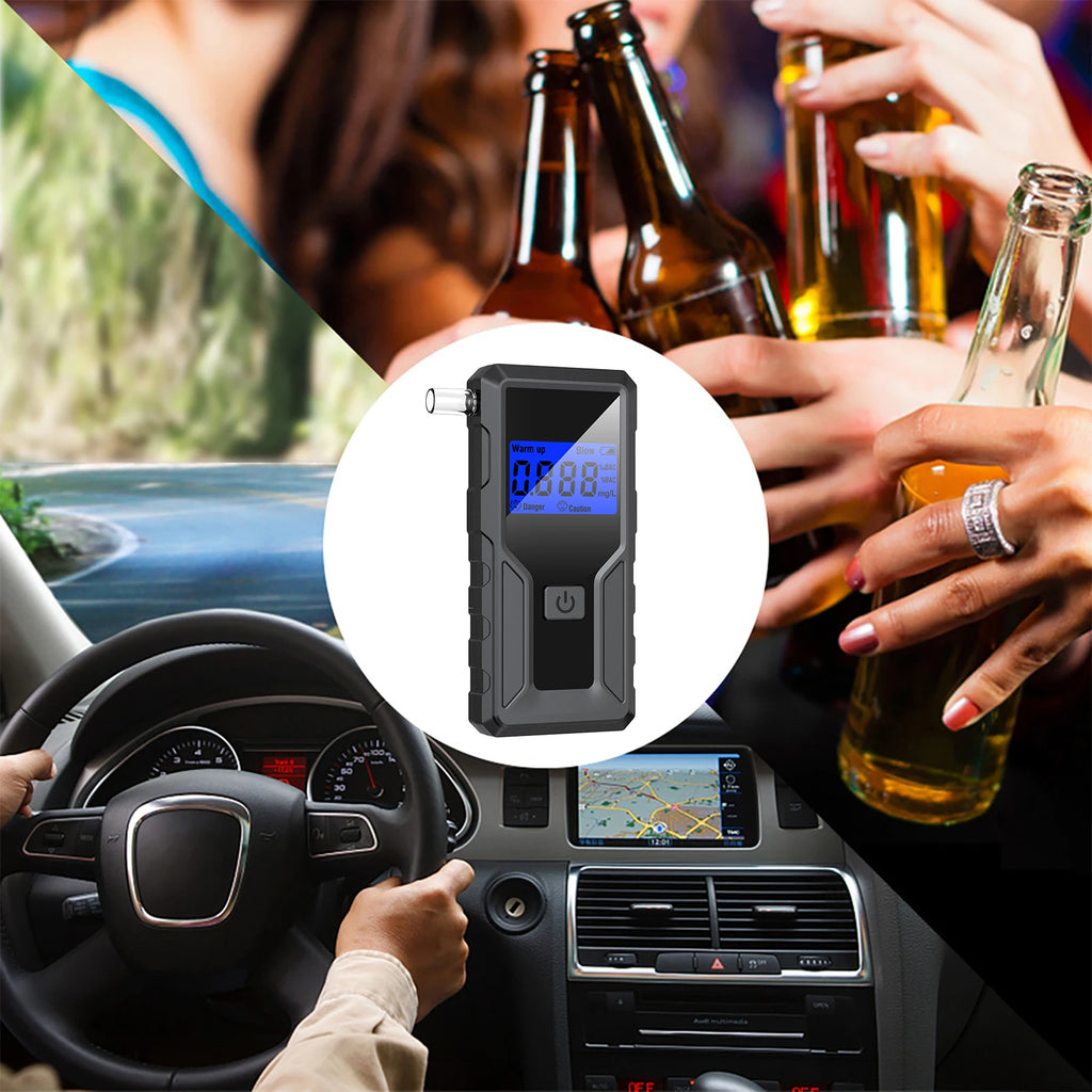 Portable Breathalyzer with 5 Replaceable Mouthpieces Breath Alcohol Detector for Driving Safety Party Travel and Home Use