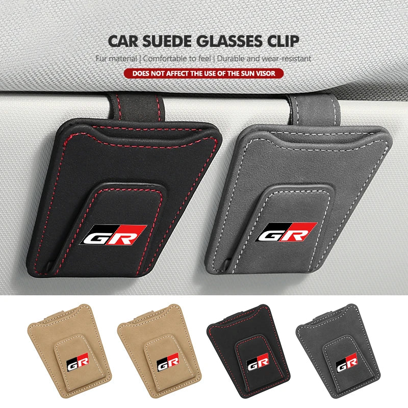 Car Sunglasses Holder Glasses Ticket Card Storage Clip Holders For Toyota C-HR CHR Logo 2016 2017 2018 2019 2021 2022 Fortuner