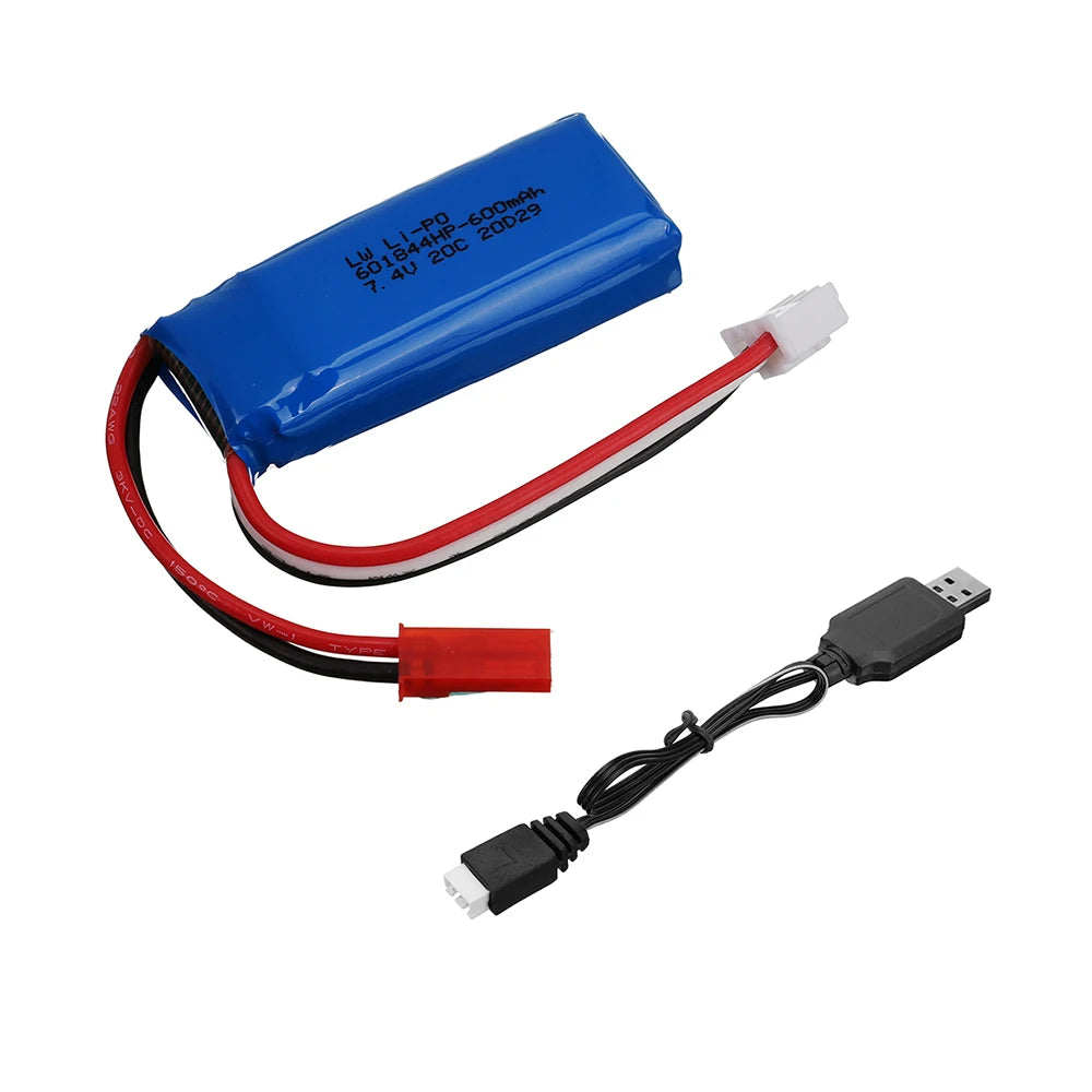 7.4V 600mAh Lipo Battery Charger for WLtoys K969 K979 K989 RC Car for XK A280 A160 A300 RC Aircraft Spare Parts 2s 7.4v Battery