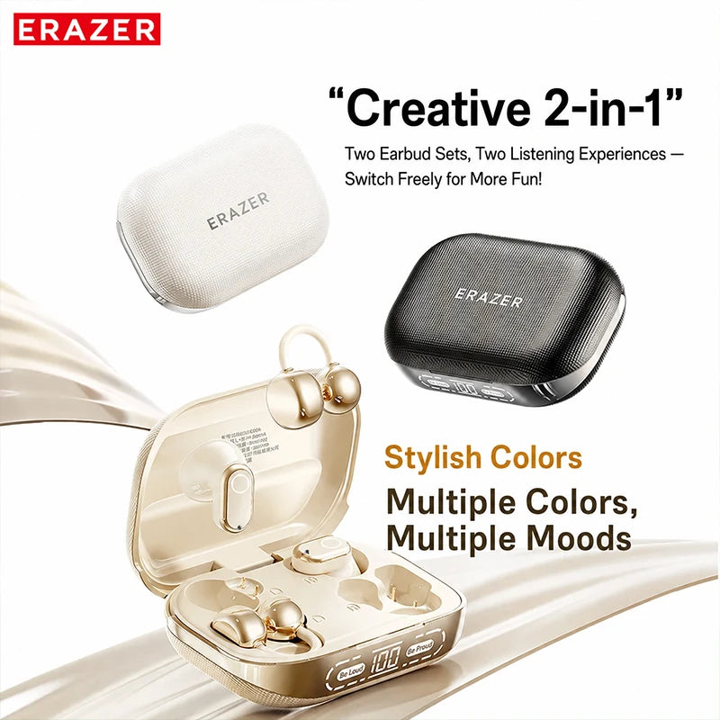 Erazer EX216 Soft Bluetooth Earphones 135 Language AI translator Earbuds Type-C Low Latency New 2-in-1 Wireless Headphones