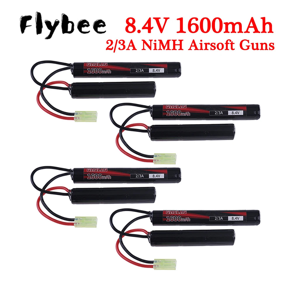 8.4V Airsoft Battery 2/3A 1600mAh 8.4V NIMH Butterfly Battery for H VFC HK416 CQB Rifle Guns AK AEG'S with Mini Tamiya Connector