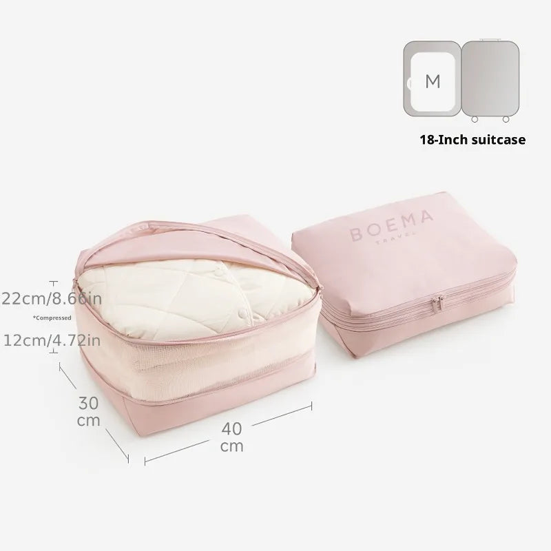 Travel Essentials Compression Clothes Packing Cube,Mesh Visible Luggage Storage Organizer Bag for 18 Inch Carry On Suitcase Trip