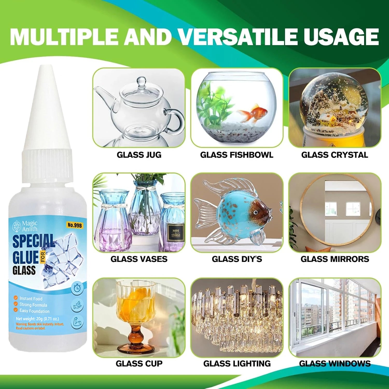 1/3/6Pcs Strong Clear Glass Glue 20g, Instant Bonding Adhesive for Cups, Vases & Crafts, Crystal Clear Traceless Repair Glue