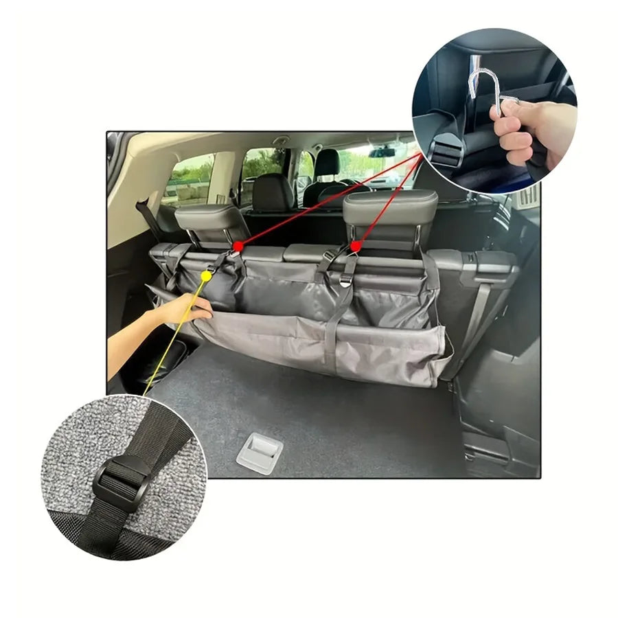 Adjustable Car Trunk Organizer Backseat Storage Bag Net High Capacity Multi-use Oxford Automobile Seat Back Organizers Universal