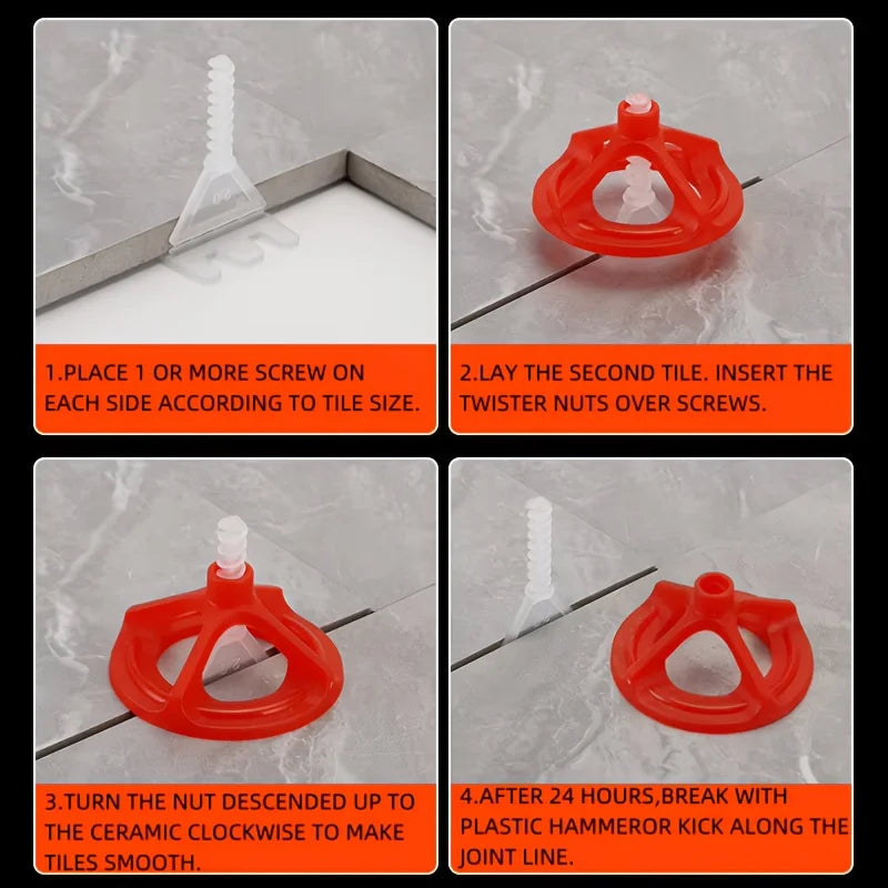 Tile Leveling System Base Plate and Reusable Cover Kit 1-3 mm Tile Spacer Leveling System Construction Tool Parts Set