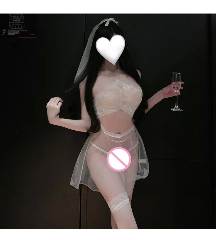 The New Style of Atmosphere, Pure Desire, Sexy Lace Nightdress, Perspective Sexy Lingerie, Free Hanging Neck Nightdress, Women