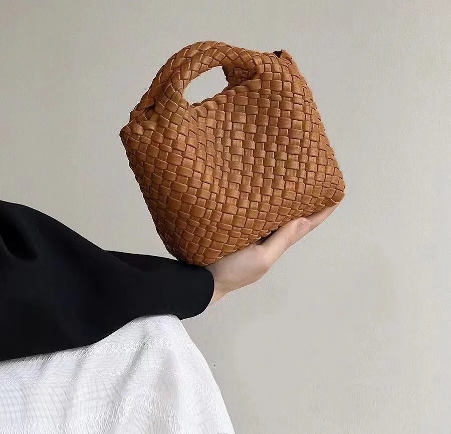 Women Handbag Fashion Woven Pattern Small Pu Leather Tote Bag Retro Top Handle Bag Casual Daily Commute Shopping Portable 2026