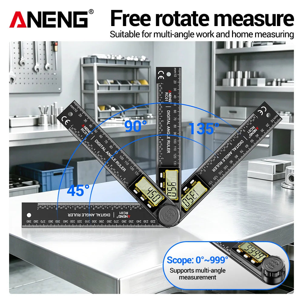 ANENG RC01 Digital Gauge Angle Measurement Tool Goniometer Electronic Protractor Multi Angle Ruler Woodworking Angle Finder