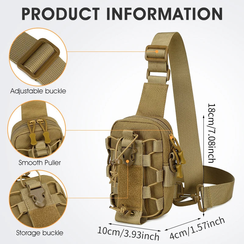 Tactical Sling Front Chest Bag Outdoor Water Bottle Pouch Hiking Trekking Phone Crossbody Climbing Shoulder Backpack Fanny Pack