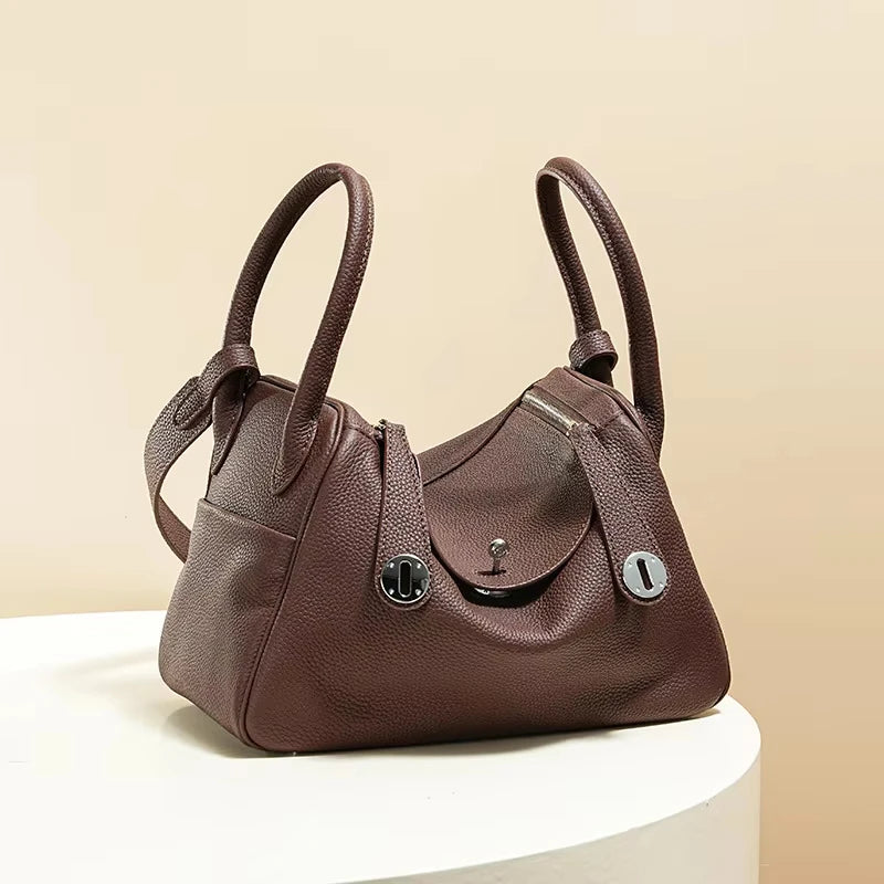 Women's Handbag 2026 New Style Top Layer Cowhide Leather Lundy Mini Doctor Bag Genuine Leather Handbag Single Shoulder Crossb