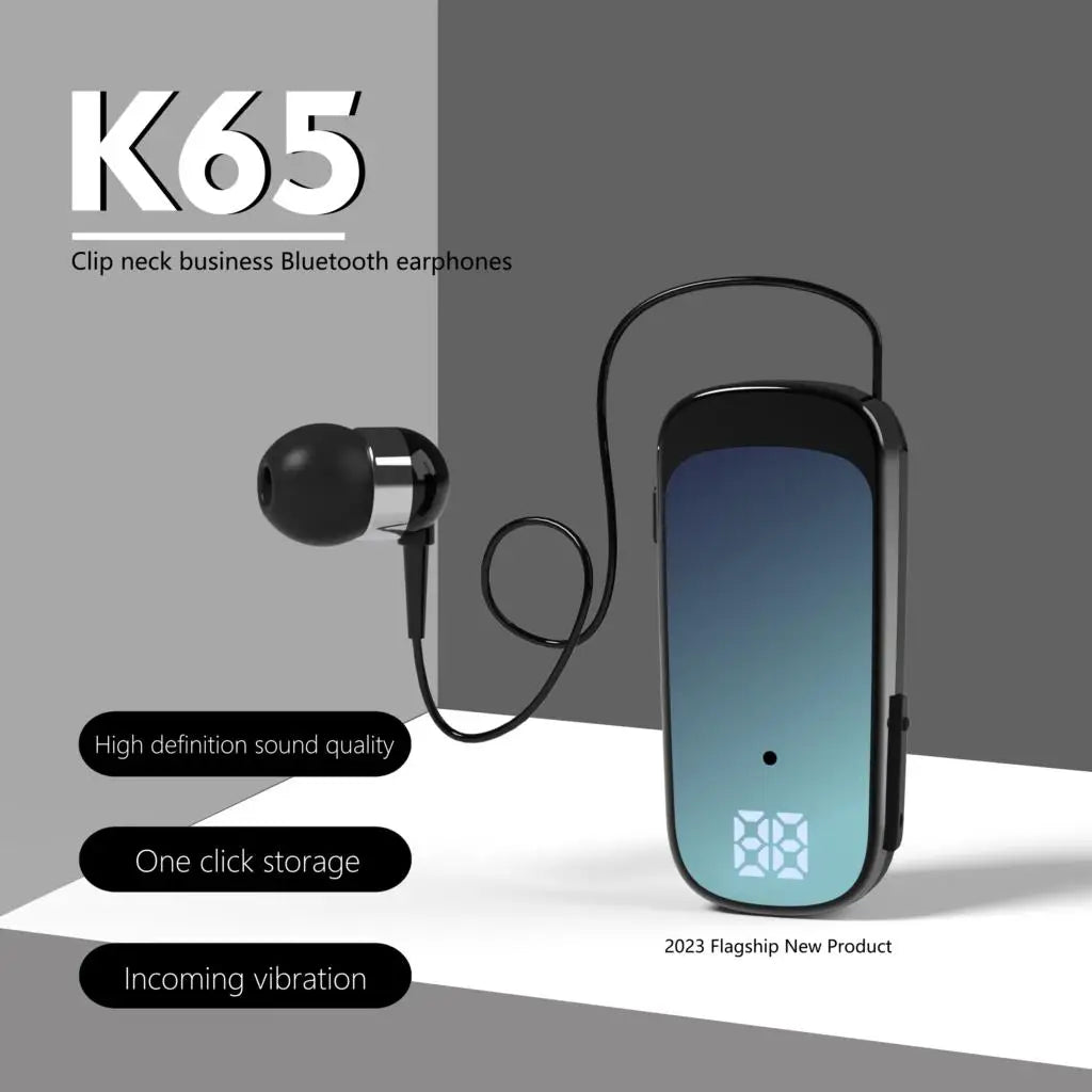 K65 20 Hours Work Time Mini Wireless Bluetooth Headset handsfree Call Remind Vibration Sport Clip Driver Earphone F920 K55 F580
