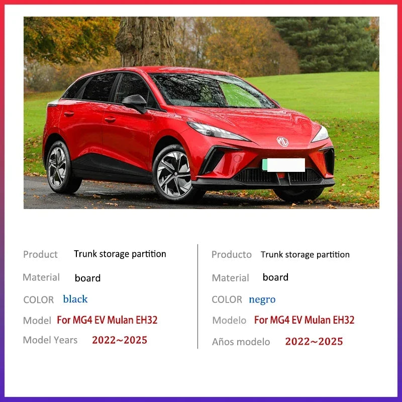 For MG4 EV Mulan EH32 2022~2025 Car Upgrade Trunk Storage Partition Multifunction Storage Box Auto Interior Accessories