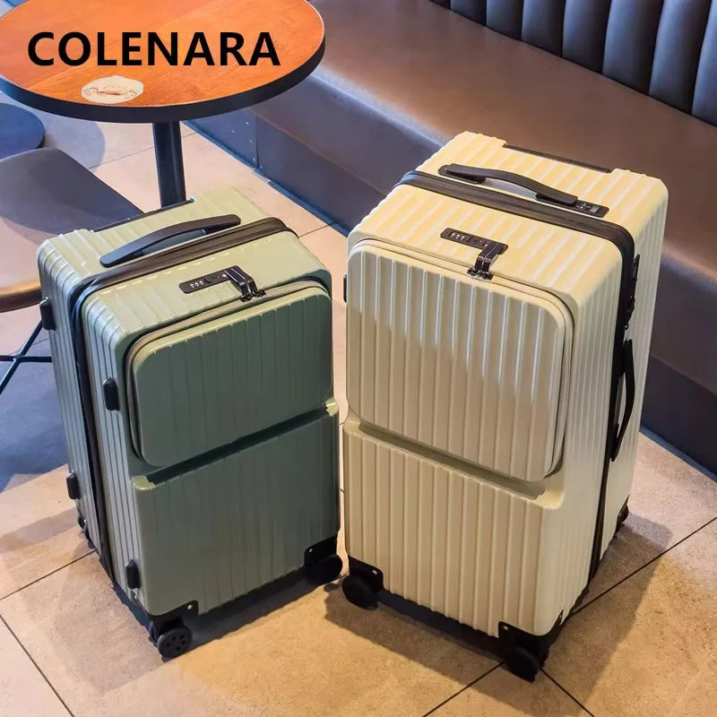 COLENARA High Quality Suitcase ABS+PC Boarding Box Large Capacity Trolley Case 20"24"26"28"30 Inch Front Opening Laptop Luggage