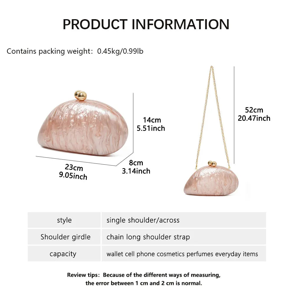 2026 Spring Summer New Arrival Hot Selling Irregular Acrylic Shell Evening Bag, Luxury Versatile Shoulder & Crossbody Bag For D