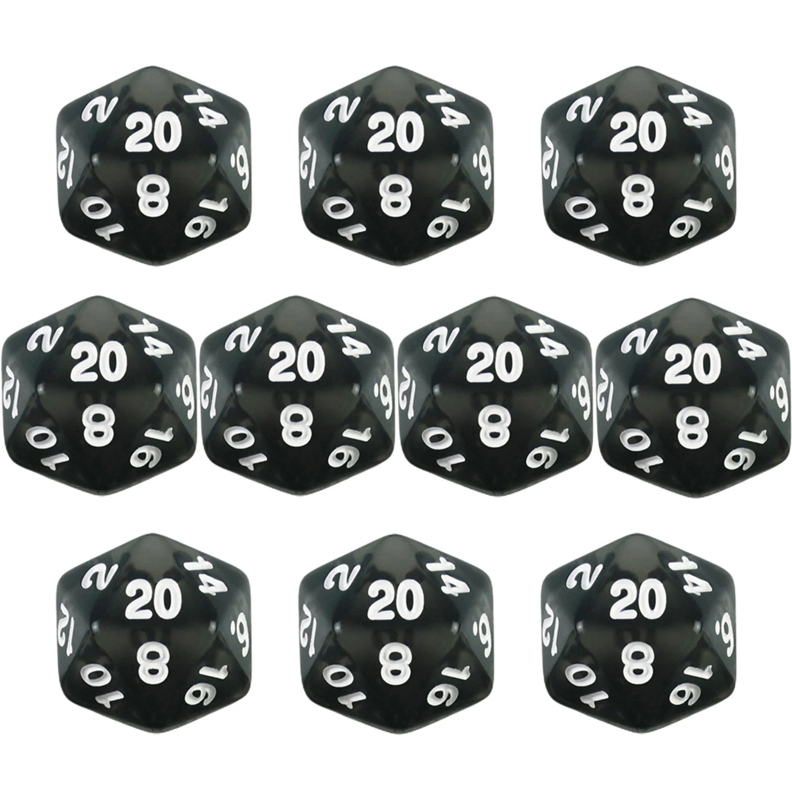 D20 Dice Set 10pcs/set Polyhedral 20 Sided Transparent Dice for Role Playing DND COC Entertainment Board Game
