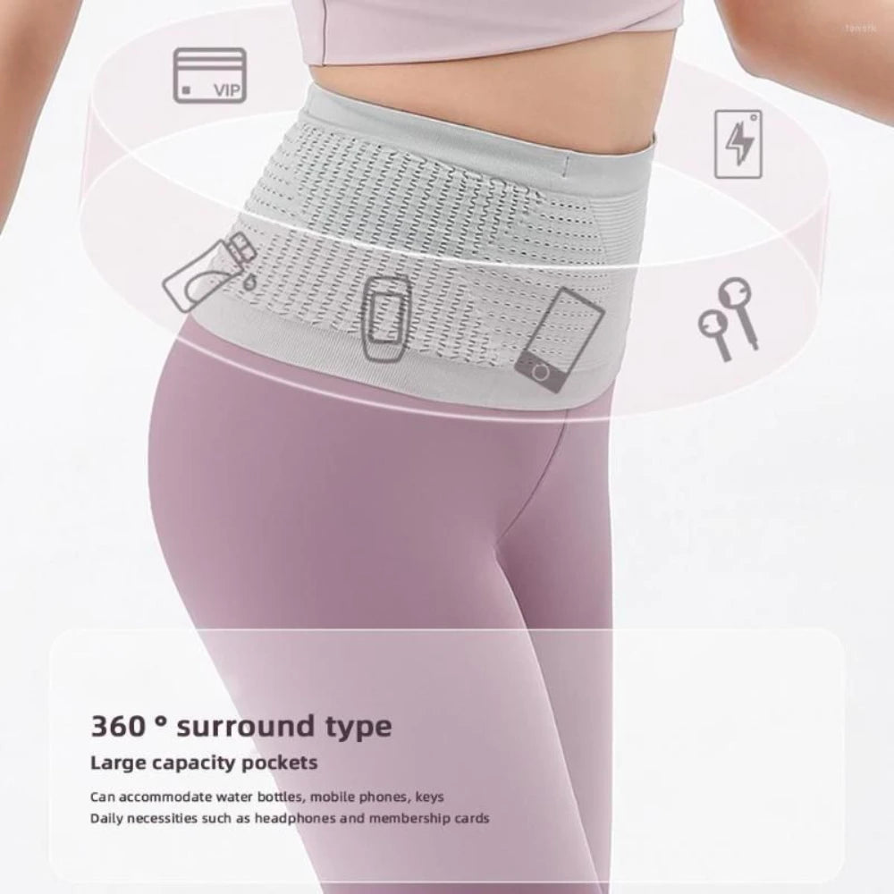 Seamless Invisible Running Waist Belt Bag Gym Bags Unisex Sports Phone Bags for Fitness Jogging Cycling Flat Fanny Pack Travel