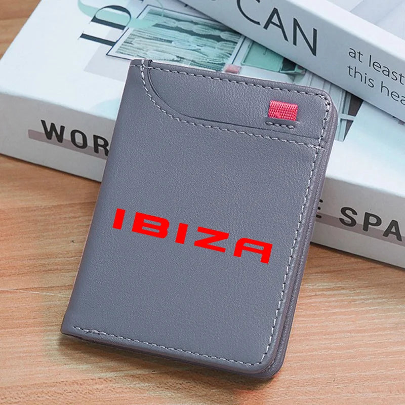 Leather Ultra-thin Mini PU Carbon Fiber Credit Card Holder Men Wallets Men For Seat Ibiza Ateca Arona Auto accessories interior
