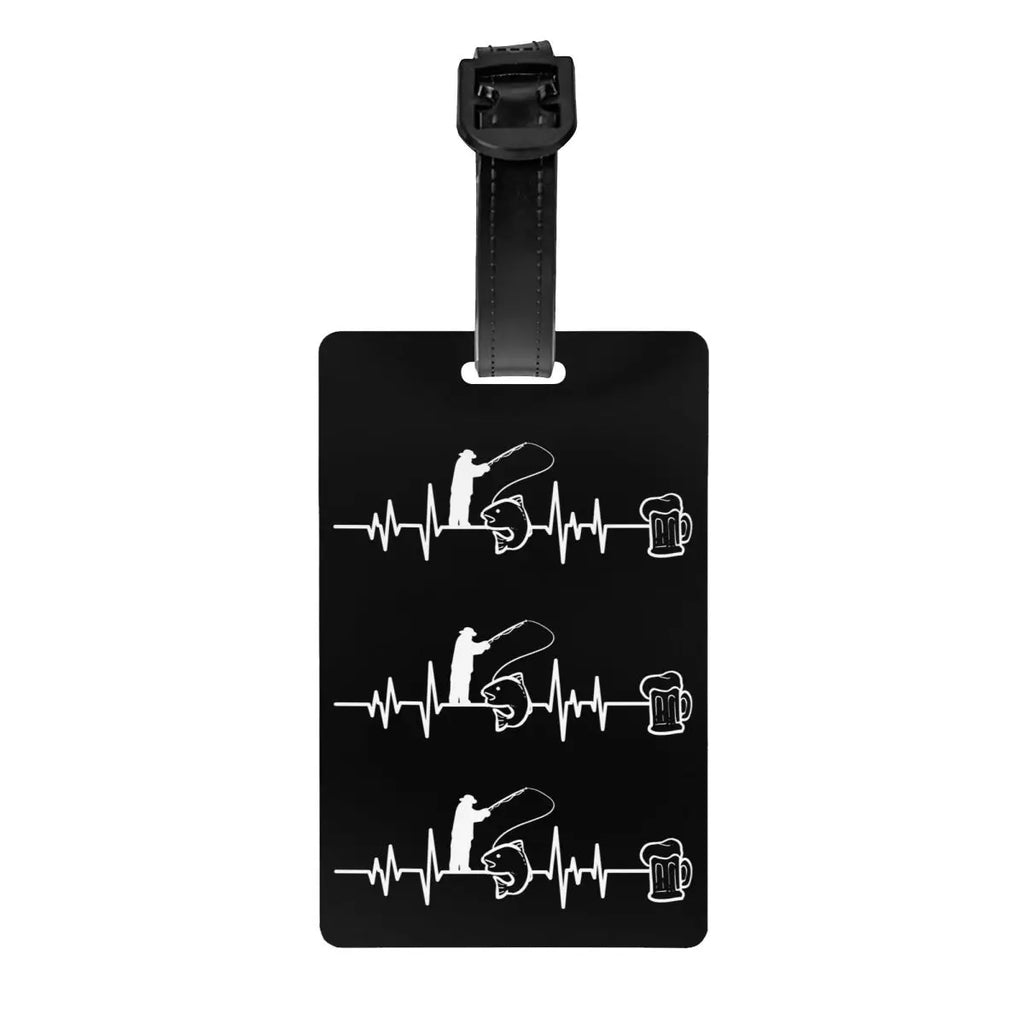 Custom Rock Guitar Heartbeat Luggage Tag With Name Card Music Singer Privacy Cover ID Label for Travel Bag Suitcase