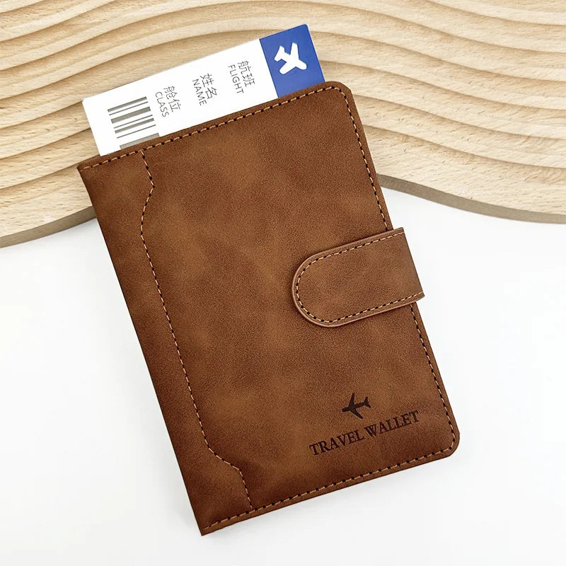 PU Passport Holder Travel Wallet Stop RFID Passport Covers Splicing Magnetic Buckle Passport Pouch ID Holder Air Ticket Holder