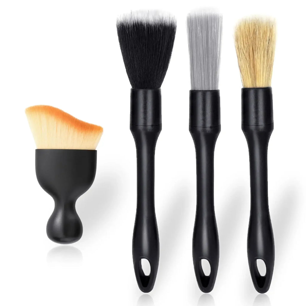 3/4 PCS Car Detailing Brush Set for Cleaning Exterior Boars Bristle Detailing Brushes Car Interior Cleaning Kit