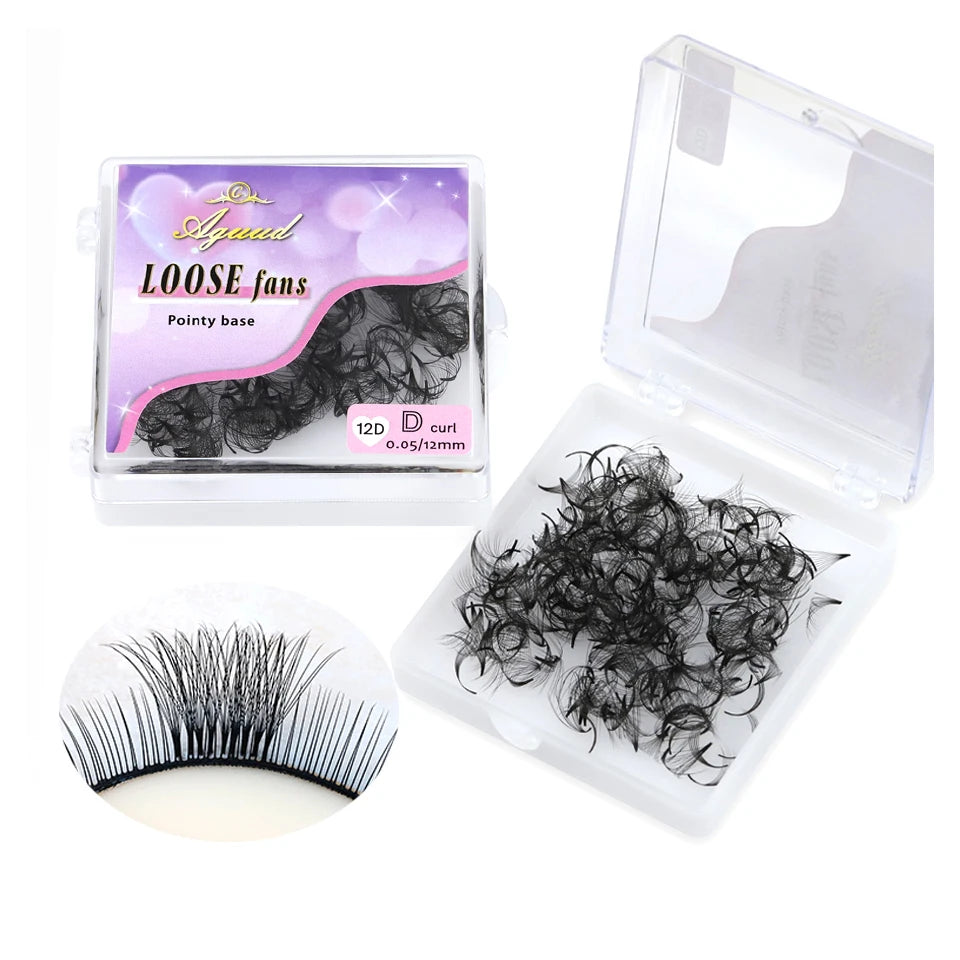 AGUUD Pro Made Fans Eyelash Extension Thin Pointy Base Promade Fans Loose Bulk Premade Fans Loose Russian Volume Lashes Cilio