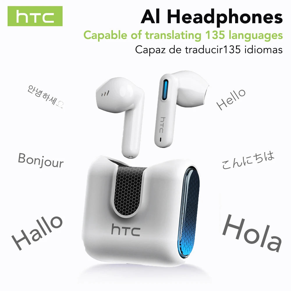 Auriculares Traductor DeIdioma 2026 HTC NE49 Translator Headphones AI Real-Time Translation BT6.0 TWS Gaming HiFi Bass IPX5