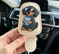 Car Sun Visor Sunglasses Clip Cute Dachshund Dog Cup Leather Glasses Holder Auto Eyeglasses Storage Car Accessories
