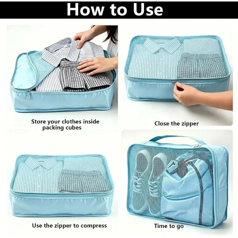 For Travel & Home Luggage Packing Large Capacity Suitcase Organiser Bags Portable Lightweight Breathable Material