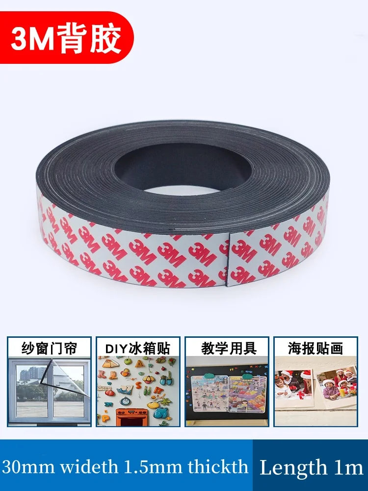 3M Magnetic Strong Adhesive Tape Thickth 1mm 1.5mm Teaching Aids Special Soft Magnetic Adhesive  for Crafts Office & Home