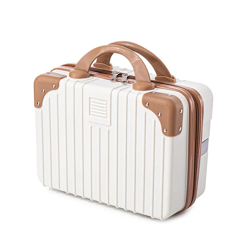 Portable Mini Luggage for Women, Lightweight Cosmetic Bag, Carry-on Travel Case with Lock