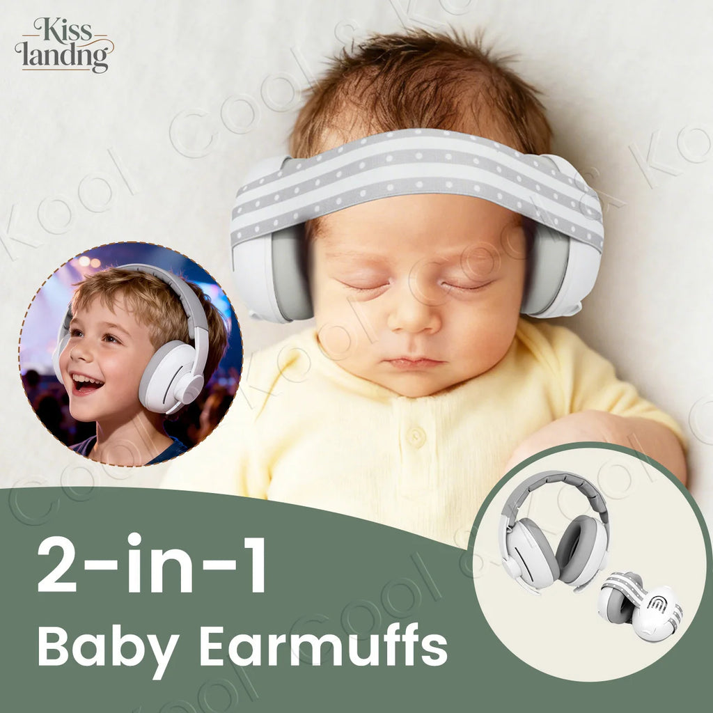 2-in-1 Infant Noise Protection Earmuffs Rainbow Style, Soft & Comfortable for Sleeping, Travel, and Loud Events