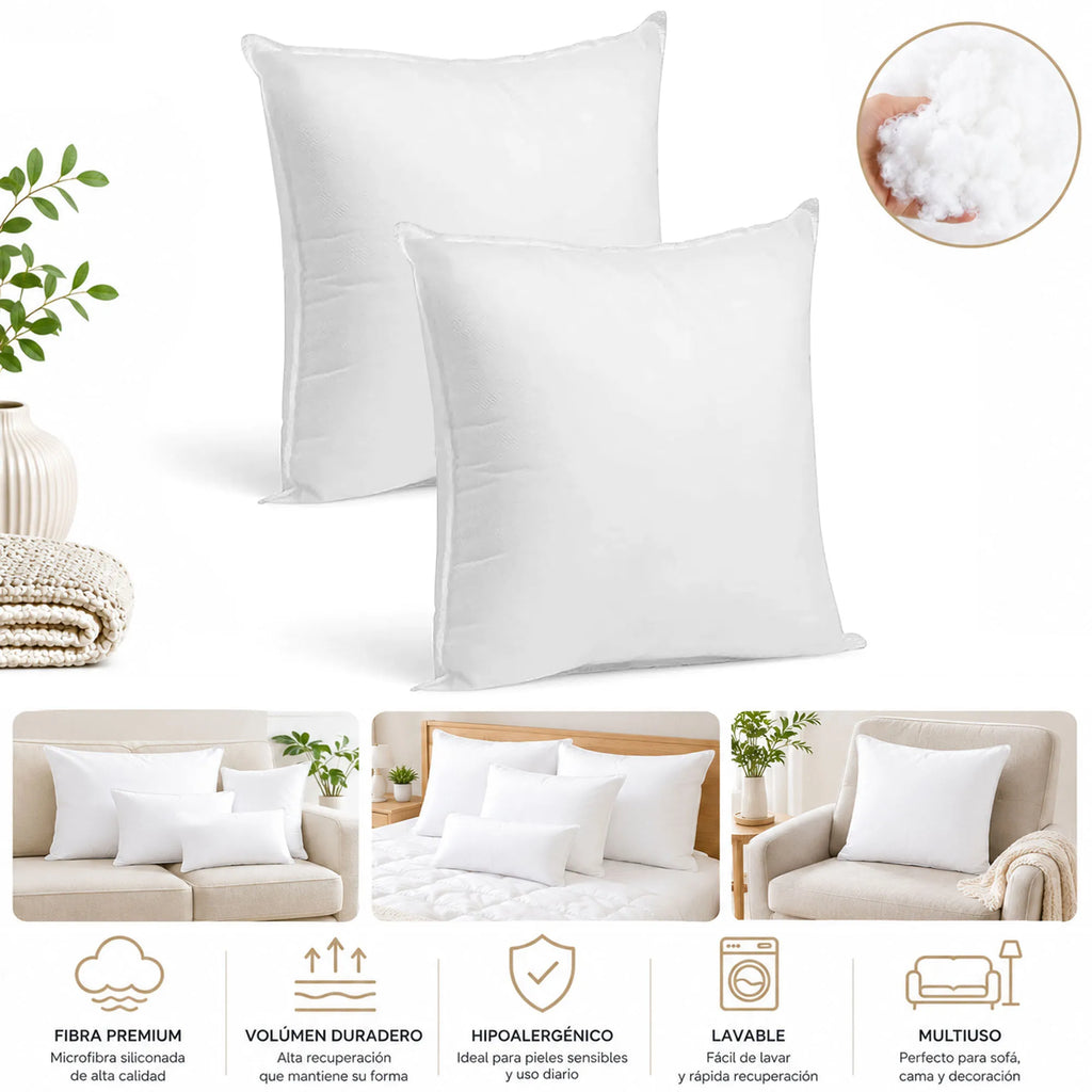 FULLHOT Cushion filling kit 2 decorative cushions for sofa chair bed hypoallergenic hollow fiber multiple sizes available