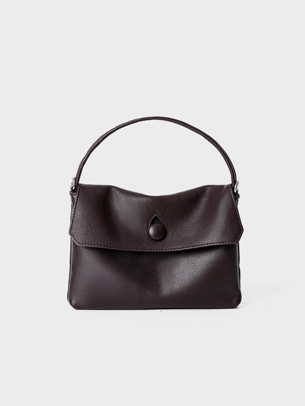 Genuine Leather Button Bag Small Cowhide Handbag Shoulder Bag for Mobile Phone