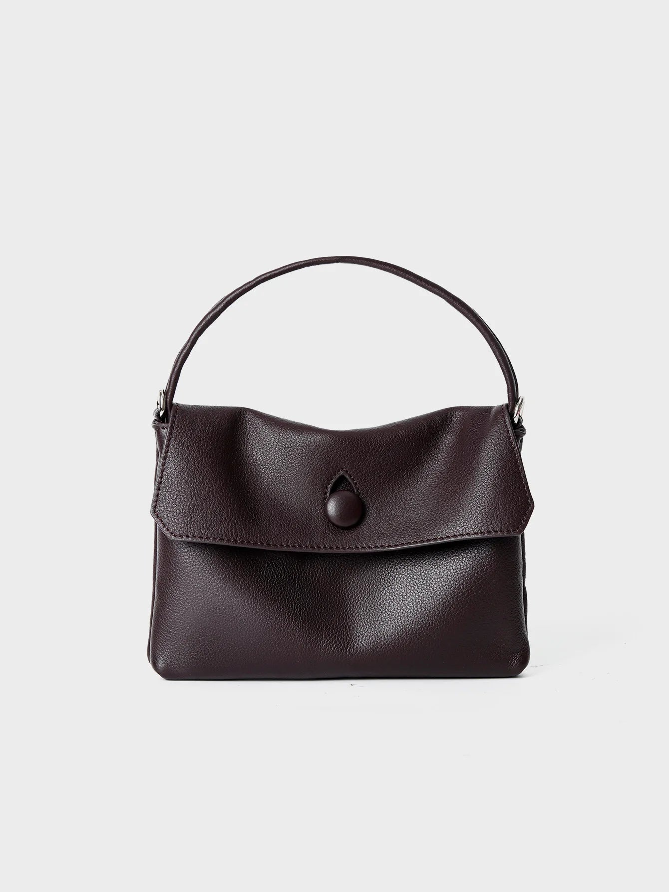 Genuine Leather Button Bag Small Cowhide Handbag Shoulder Bag for Mobile Phone