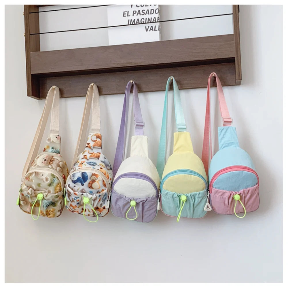 Children's Outdoor Storage Bag Cute Shoulder Crossbody Bag for Kindergarten Boys Girls Coin Purse Fashion Nylon Small Chest Bag
