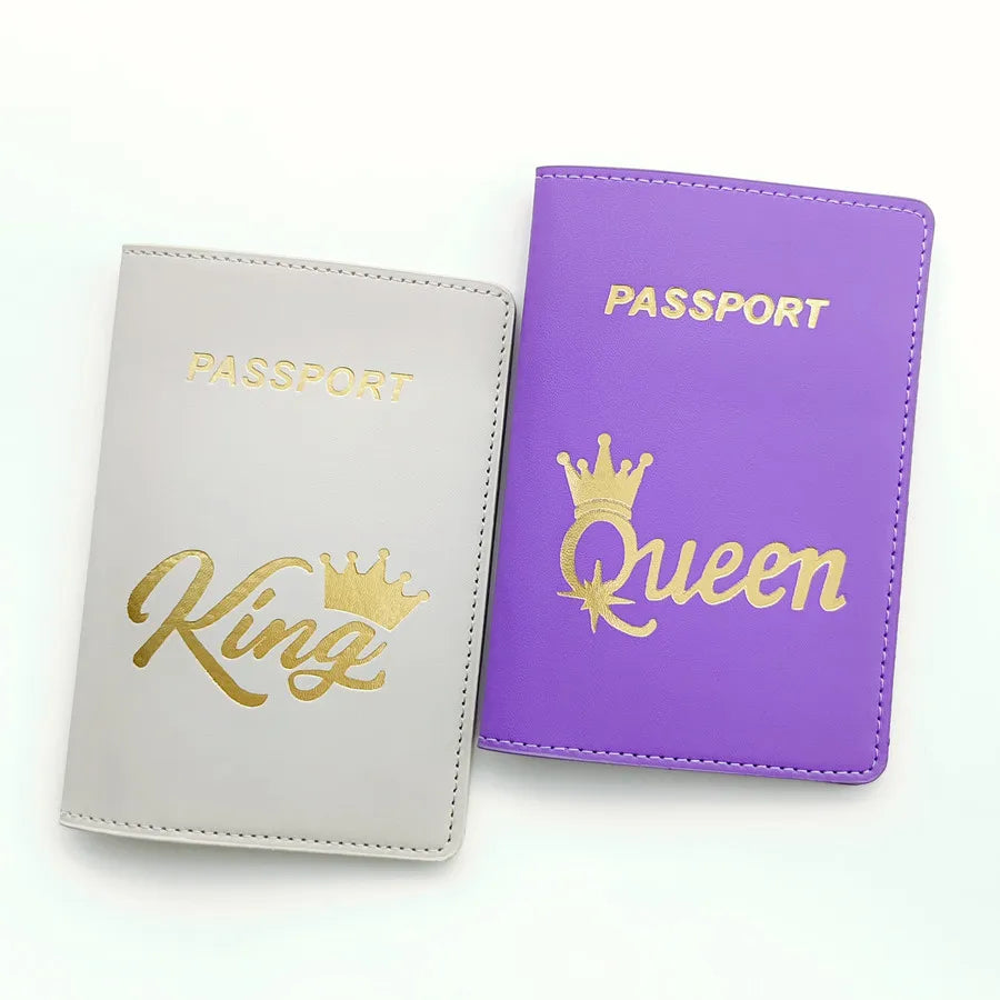 2PCS/Set QUEEN KING Lovers/Couples PU Travel Accessories Passport Case/Cover/Holder for Women or Men