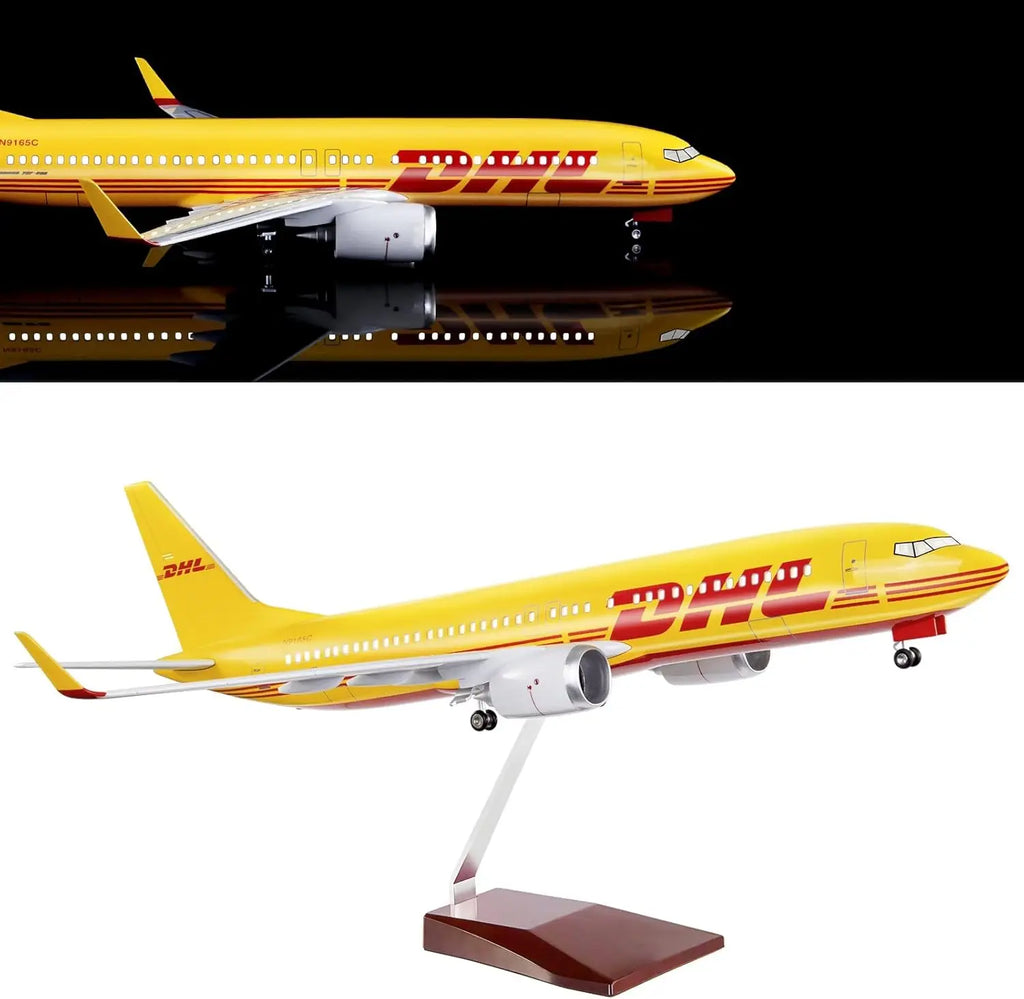 47cm Airplane Toy B747 DHL Airways Resin Diecast Aircraft Models 1/150 Scale With LED Light And Base Children Toy Hobby Souvenir