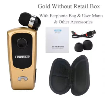 Fineblue F920 Wireless Retractable Portable Mini Bluetooth Headset Calls Remind Vibration Wear Clip Sports Running Earphone