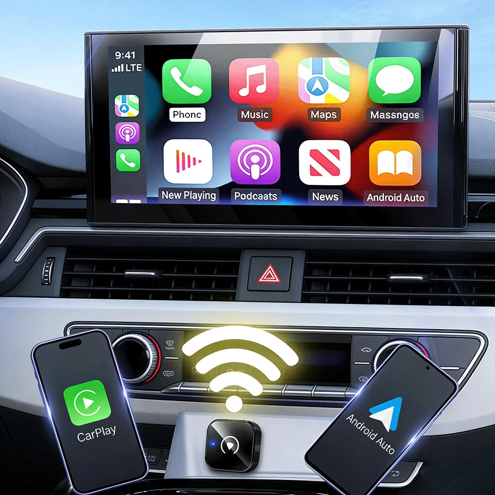 2026 Wireless CarPlay & Android Auto Adapter 2-in-1 – Convert Wired to Wireless, Fast Auto-Connect, Zero-Lag 5.8GHz WiFi, Plug &