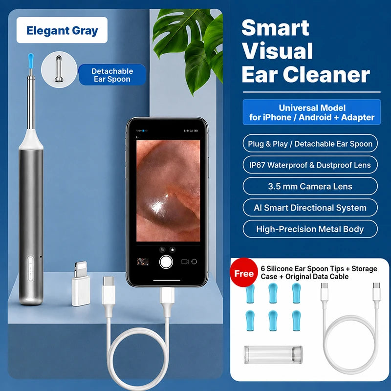 TYPE-C Smart Visual Ear Wax Removal Tool Otoscope Camera 3.9mm Ultra Slim Earpick Ear Cleaner Kit For iPhone Android